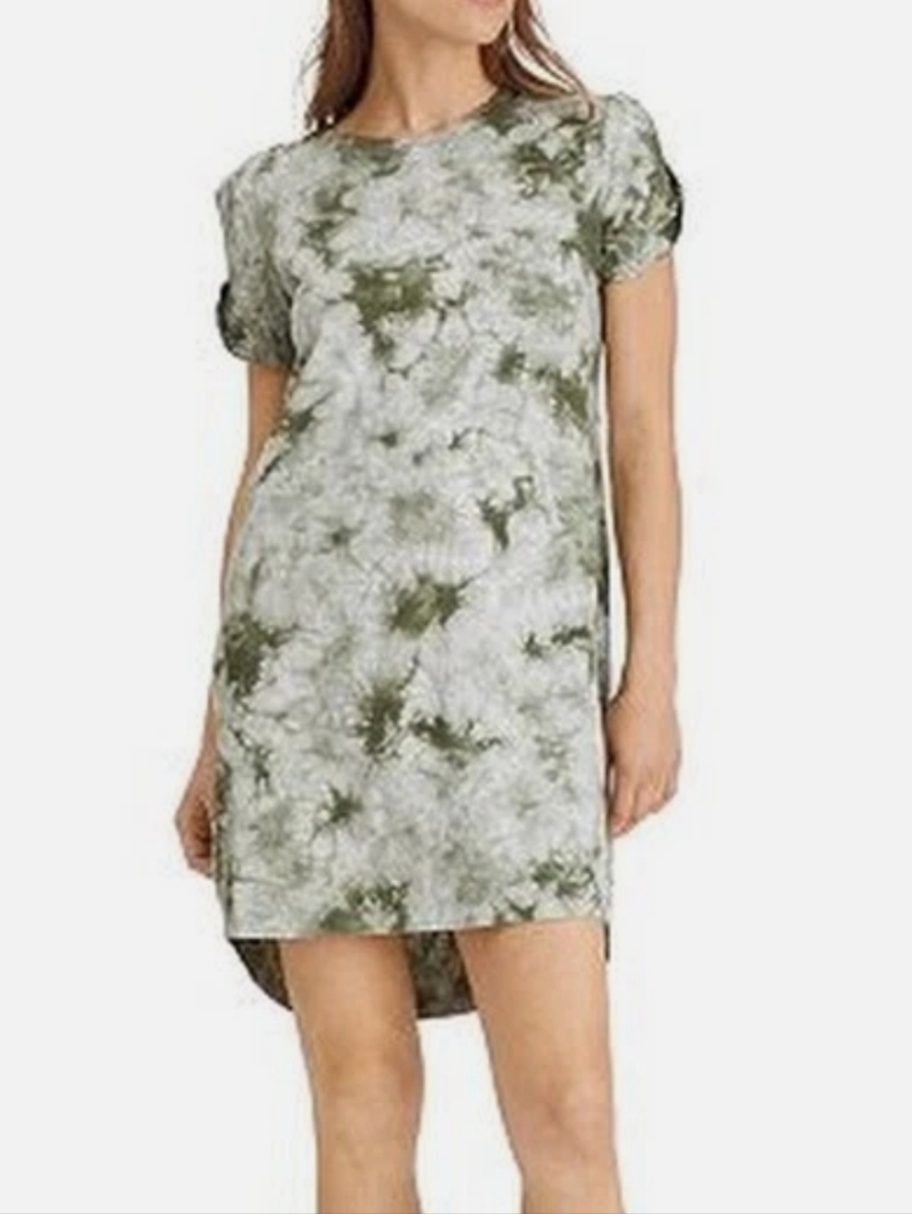 Sanctuary NWT Olive Green Tie-Dye Twisted Sleeve T-shirt Dress Sz L